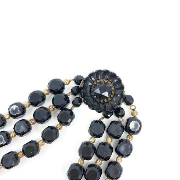 Vintage Triple Strand Plastic Bead Necklace Signed Western Germany - Picture 7 of 9